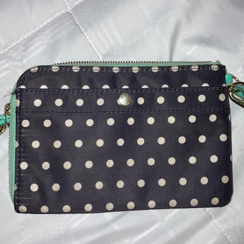 2000s Fossil polka dot wallet with brown interior